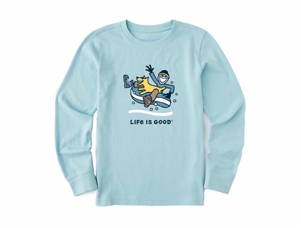 NEW LIFE IS GOOD kids jake and rocket snowtube long sleeve crusher tee in beach